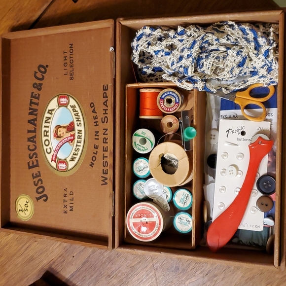 Vintage Other Vintage Cigar Box Sewing Kit Poshmark